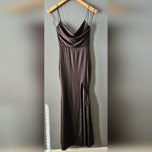 Women's Showpo sexy slinky black‎ strappy dress with slit size 0
